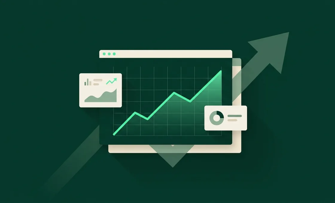 Dashboard monitoringu cytowań z rosnącym wykresem
