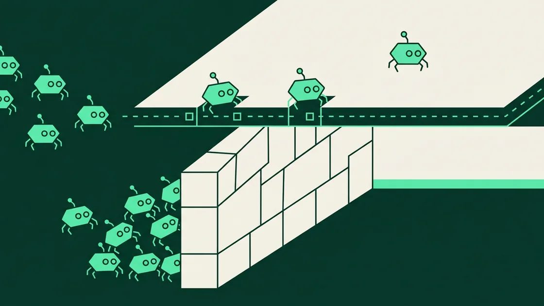 Diagram pokazujący różnicę między prośbą robots.txt a techniczną blokadą Cloudflare wobec botów AI
