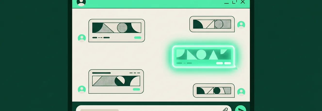 Ilustracja symbolizująca reklamy w odpowiedziach AI jako wyróżnioną przestrzeń w oknie czatu